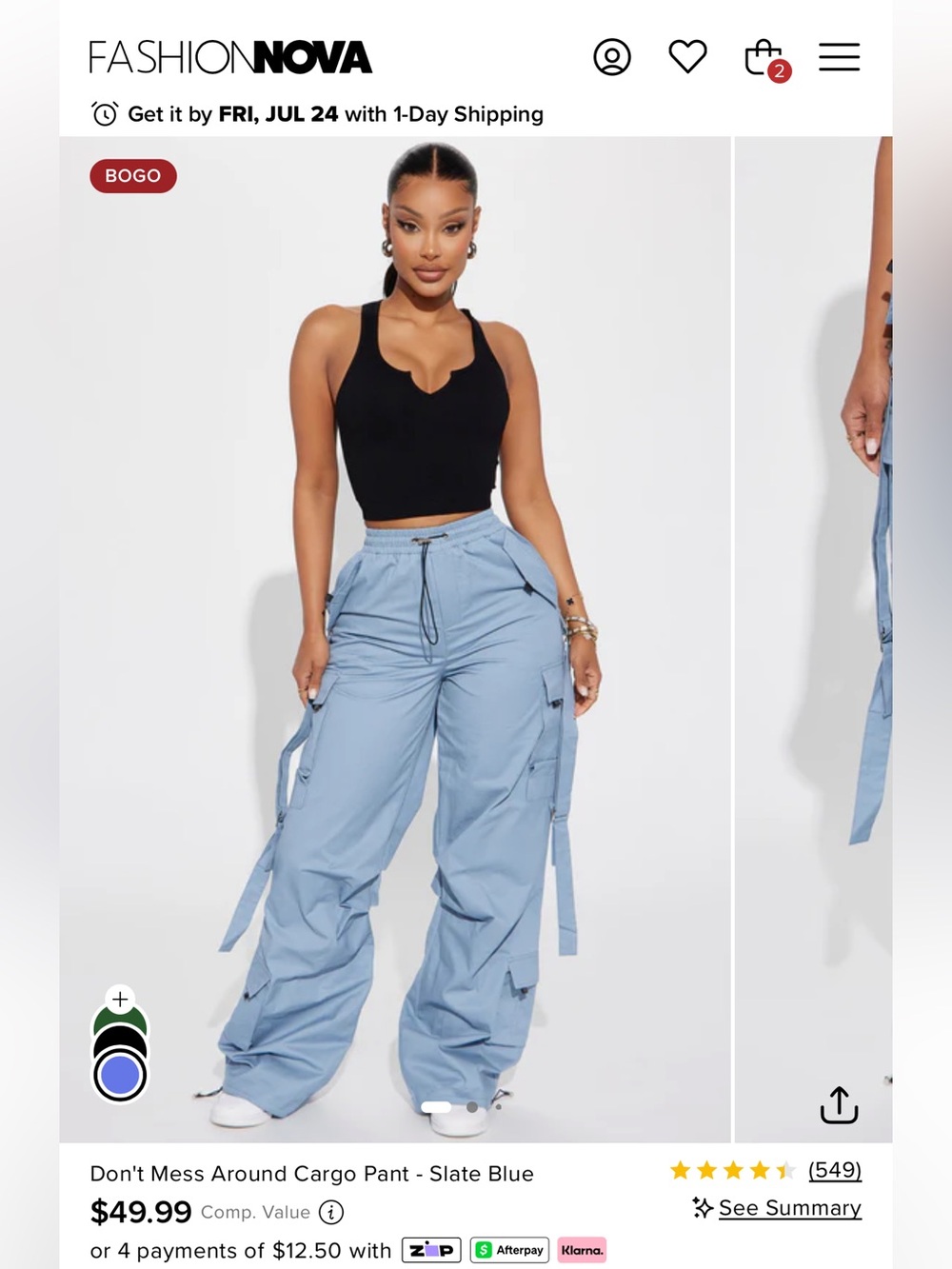 Fashion Nova Cargo Pants — Slate Blue